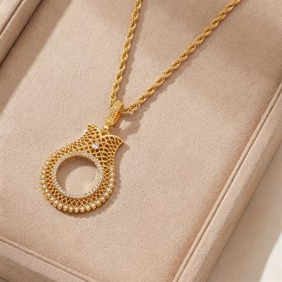 Altın Kaplama Lale Model Çeyrek Çerçeve Kolye Ucu TGR-442