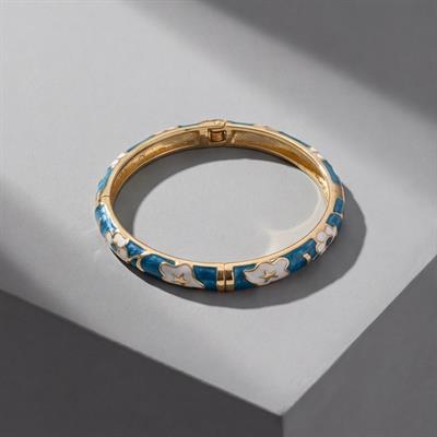 Altın Kaplama Mavi Çiçekli Mineli Kadın Kelepçe BLZ-662