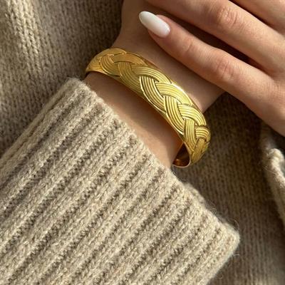 Altın Kaplama Örgü Model İmitasyon Bilezik 1.5 cm BLZ-1295