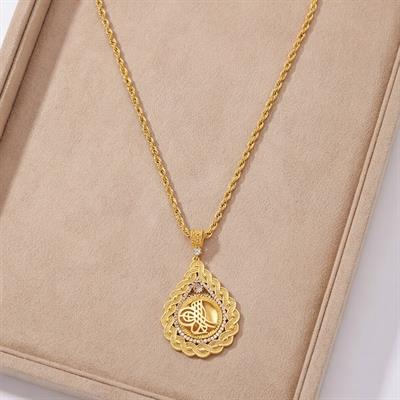 Altın Kaplama Örgü Model Tuğralı Kolye Ucu TGR-145