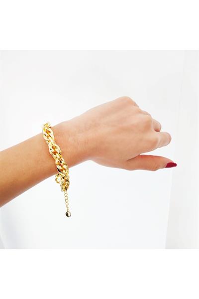 Altın Kaplama Oval Halkalı Şık Samanyolu Kadın Bileklik