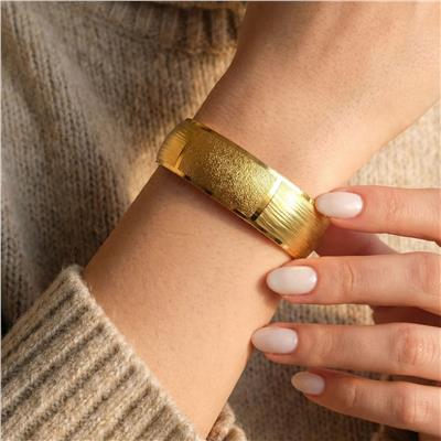 Altın Kaplama Parçalı Düz Ve Simli  2 cm Bilezik BLZ-3060