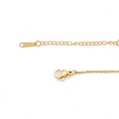 Altın Kaplama Pembe Boncuklu Yonca Kolye 45 cm KLY-452