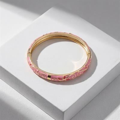 Altın Kaplama Pembe Çiçekli Mineli Kadın Kelepçe BLZ-659