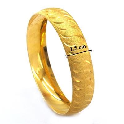 Altın Kaplama Simli Çizgili 1.5 cm Bilezik BLZ-3056