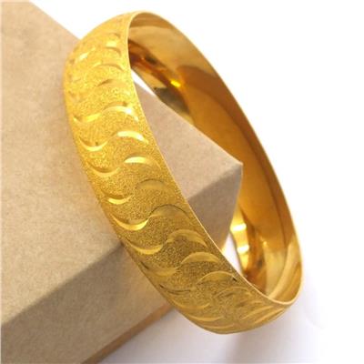 Altın Kaplama Simli Çizgili 1.5 cm Bilezik BLZ-3056