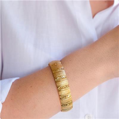 Altın Kaplama Simli İşlemeli 1,5 cm İmitasyon Bilezik BLZ-3131