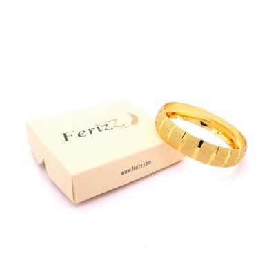 Altın Kaplama Simli Kalın Çizgili 1.5 cm Bilezik BLZ-3138