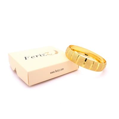 Altın Kaplama Simli Kalın Çizgili 1.5 cm Bilezik BLZ-3138