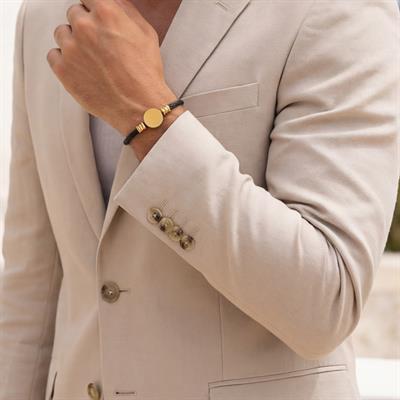 Altın Kaplama Siyah Erkek Bileklik EBLK-356