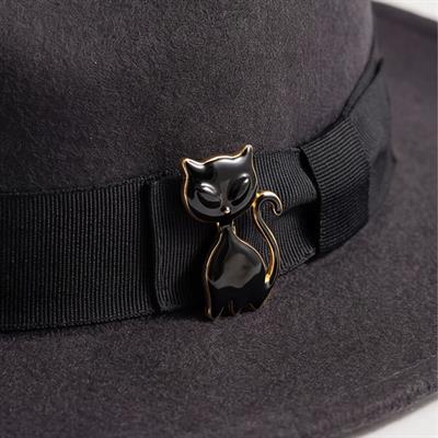 Altın Kaplama Siyah Kedi Modelli Broş BR-109