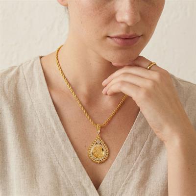 Altın Kaplama Taşlı Arpa Model Tuğralı Kolye Ucu TGR-763