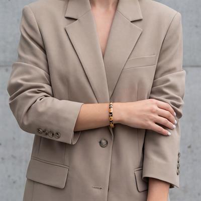 Altın Kaplama Turuncu- Siyah Çiçekli Mineli Kadın Kelepçe BLZ-661