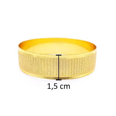 Altın Kaplama Yan Cizgili Tabzon 1.5 cm İmitasyon Bilezik 