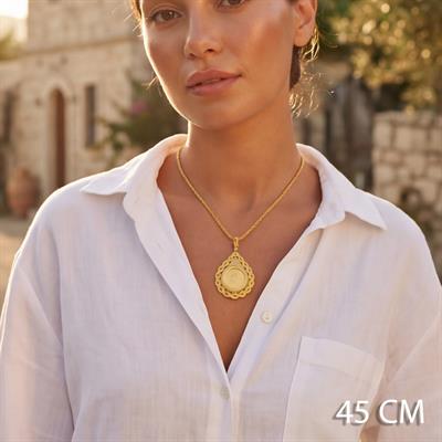 Altın Kaplama Yarım Altınlı Kolye  45 CM BND-224