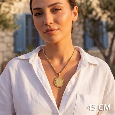 Altın Kaplama Yarım Altınlı Kolye  45 CM BND-207