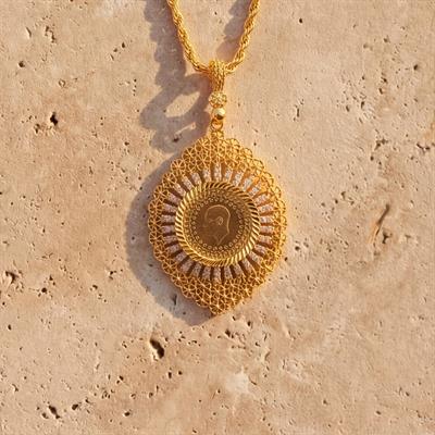 Altın Kaplama Yarım Altınlı Kolye  45 CM BND-214
