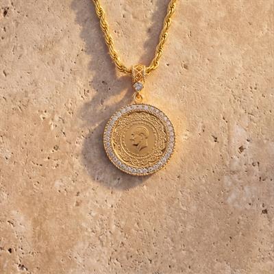 Altın Kaplama Yarım Altınlı Kolye  45 CM BND-202
