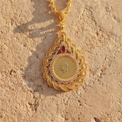 Altın Kaplama Yarım Altınlı Kolye  45 CM BND-215
