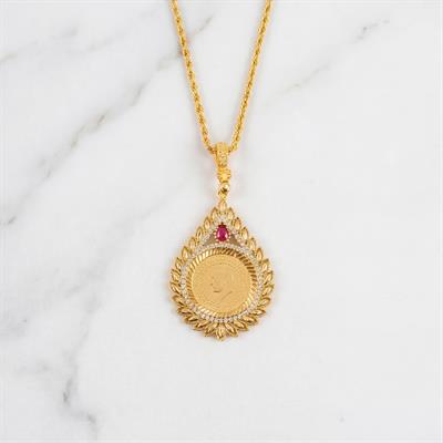 Altın Kaplama Yarım Altınlı Kolye  45 CM BND-219