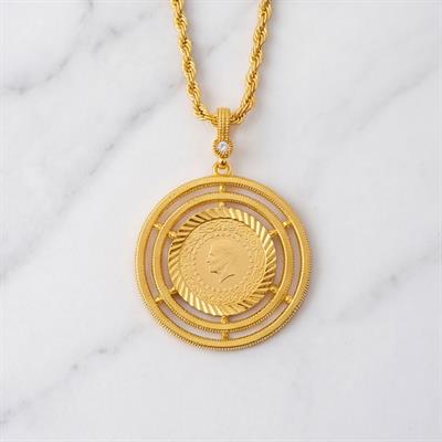 Altın Kaplama Yarım Altınlı Kolye - Ajda Model 45 CM BND-234