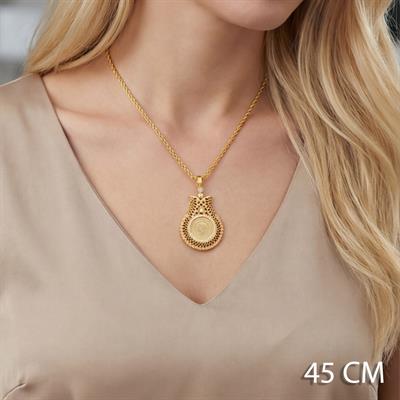 Altın Kaplama Yarım Altınlı Kolye - Lale Model 45 CM BND-204