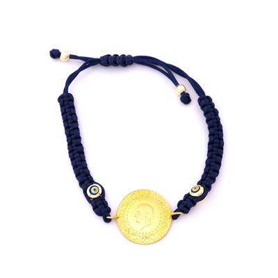 Altın Kaplama Yarım Altınlı Lacivert İpli Bileklik BLK-1238