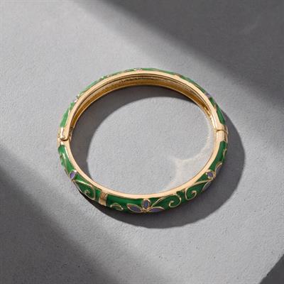 Altın Kaplama Yeşil Çiçekli Mineli Kadın Kelepçe BLZ-665