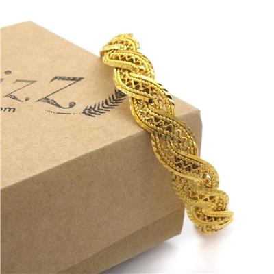 Altın Kaplama Zikzak İşlemeli Örgü İmitasyon Bilezik 