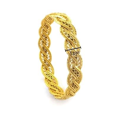 Altın Kaplama Zikzak İşlemeli Örgü İmitasyon Bilezik 