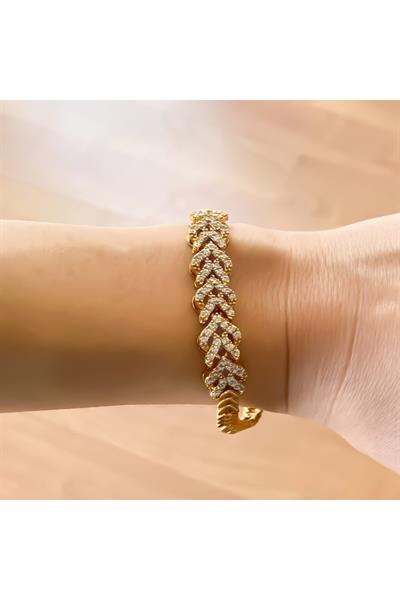 Altın Kaplama Zirkon Taşlı Arpalı Bileklik Blk-800