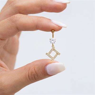 Altın Kaplama Zirkon Taşlı Baklava Piercing PRC-103