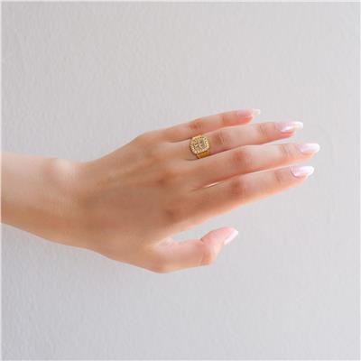 Altın Kaplama Zirkon Taşlı Hasır Model Baget Yüzük YZK-446