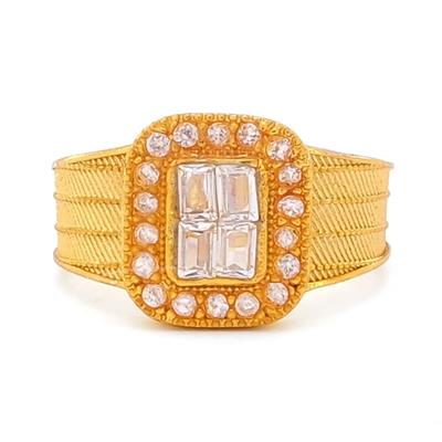 Altın Kaplama Zirkon Taşlı Hasır Model Baget Yüzük YZK-446