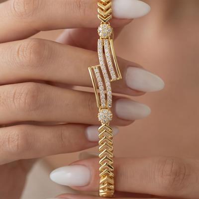 Altın Kaplama Zirkon Taşlı Kadın Bileklik BLK-1040