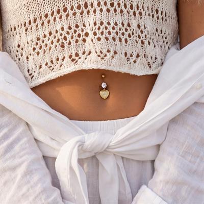 Altın Kaplama Zirkon Taşlı Kalpli Piercing PRC-116