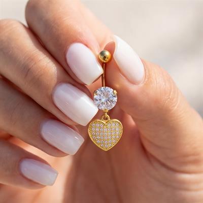 Altın Kaplama Zirkon Taşlı Kalpli Piercing PRC-116