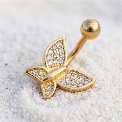 Altın Kaplama Zirkon Taşlı Kelebekli Piercing PRC-109