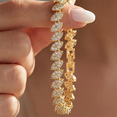 Altın Kaplama Zirkon Taşlı Oval Şekilli Bileklik BLK-801