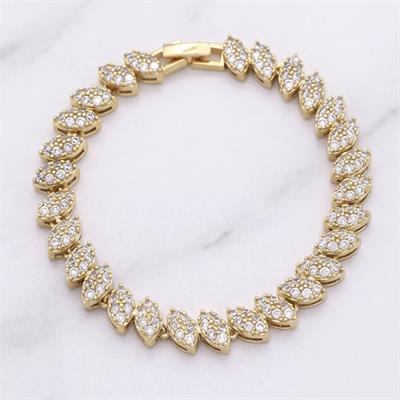 Altın Kaplama Zirkon Taşlı Oval Şekilli Bileklik BLK-801