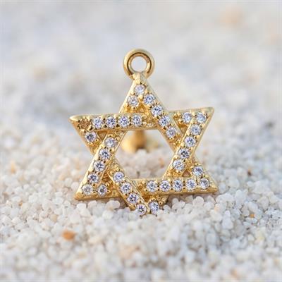 Altın Kaplama Zirkon Taşlı Pentagram Piercing PRC-125