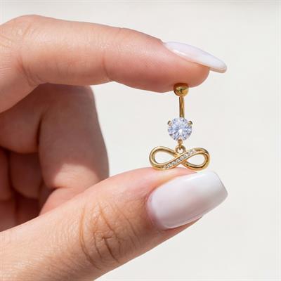 Altın Kaplama Zirkon Taşlı Sonsuzluk Piercing PRC-127