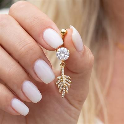 Altın Kaplama Zirkon Taşlı Yaprak Piercing PRC-136