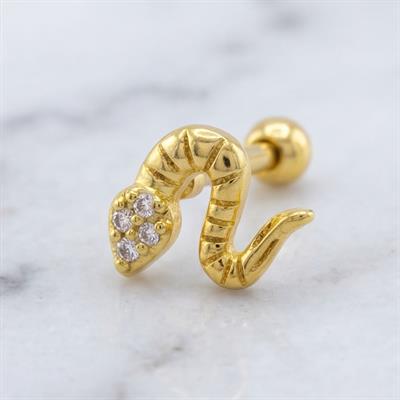 Altın Kaplama Zirkon Taşlı Yılan Piercing PRC-155
