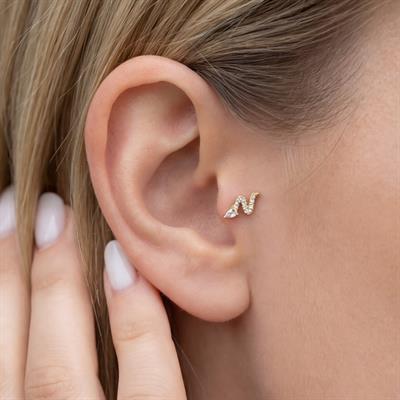 Altın Kaplama Zirkon Taşlı Yılan Şekilli Piercing PRC-153