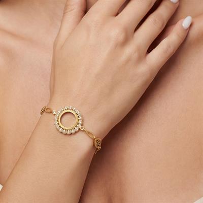 Atlnı Kaplama İmitasyon Çiçek Model Nazar Boncuklu Çeyrek Çerçeveli Bileklik BLK-1216