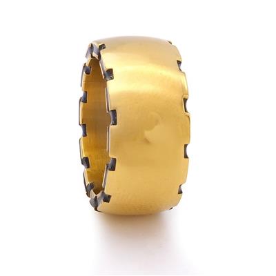 Çelik Alyans Yüzük Altın Kaplama Çentikli Bombeli YZK-376