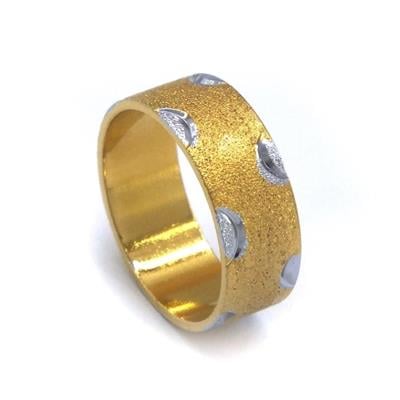 Çelik Alyans Yüzük Altın Kaplama Simli  YZK-378