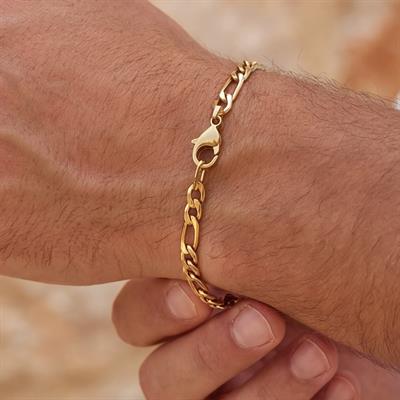 Çelik Bileklik Altın Kaplama Erkek Figaro Model-EBLK-522