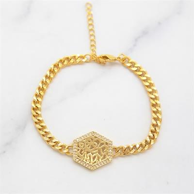 Çelik Bileklik Altın kaplama Kadın Figaro Taşlı Model BLK-1058